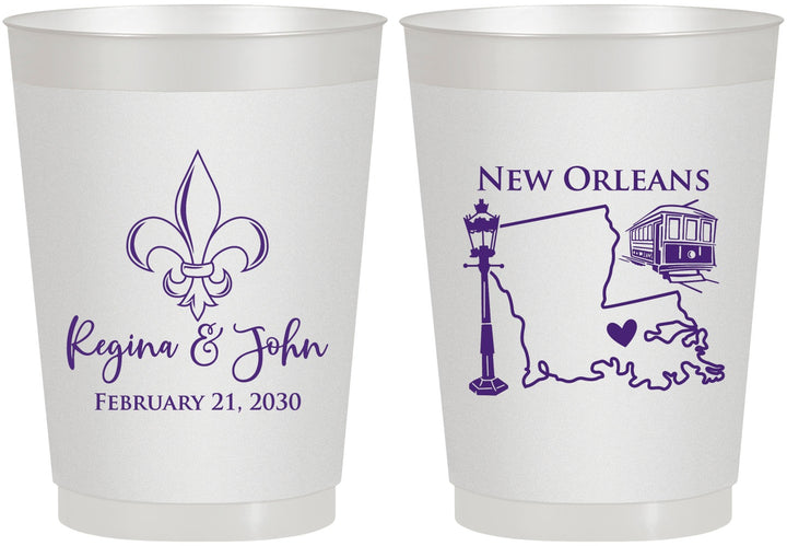 Personalized Wedding 10 oz Frosted Cups - New Orleans | 334