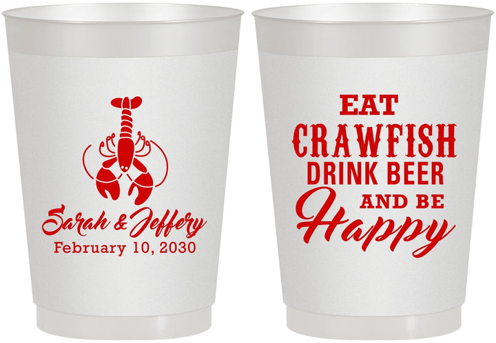 Personalized Wedding 10 oz Frosted Cups - Crawfish Boil | 335