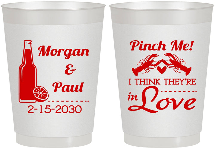 Personalized Wedding 10 oz Frosted Cups - Crawfish Boil Pinch Me | 337