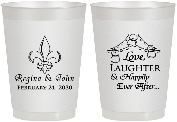 Personalized Wedding 10 oz Frosted Cups - Love Laughter Happily | 338