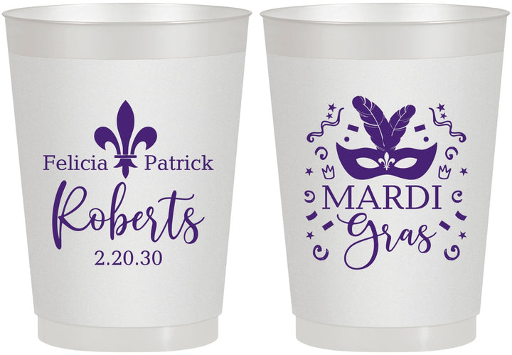 Personalized Wedding 10 oz Frosted Cups - Mardi Gras | 339