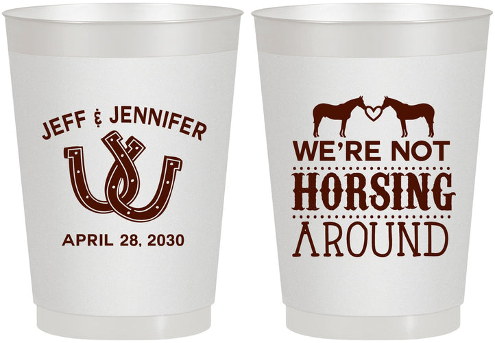 Personalized Wedding 10 oz Frosted Cups - Horseshoe | 340