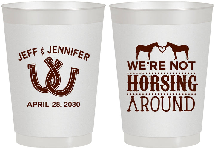 Personalized Wedding 10 oz Frosted Cups - Horseshoe | 340