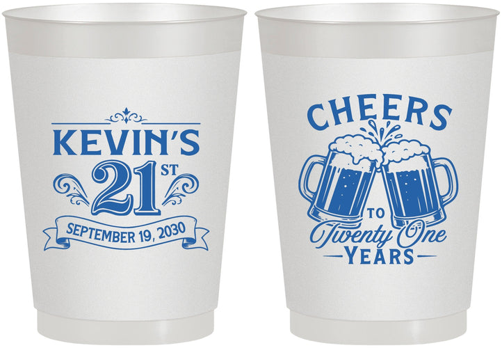 Personalized 21st Birthday 10 oz Frosted Cups - Cheers To Twenty One Years | 340000