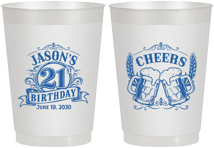 Personalized 21st Birthday 10 oz Frosted Cups - Cheers | 340001