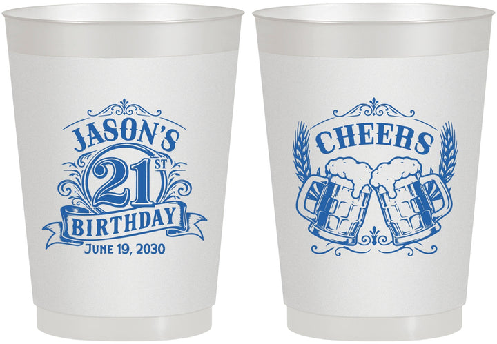 Personalized 21st Birthday 10 oz Frosted Cups - Cheers | 340001