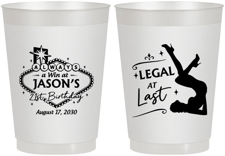 Personalized 21st Birthday 10 oz Frosted Cups - Legal At Last Vegas | 340002