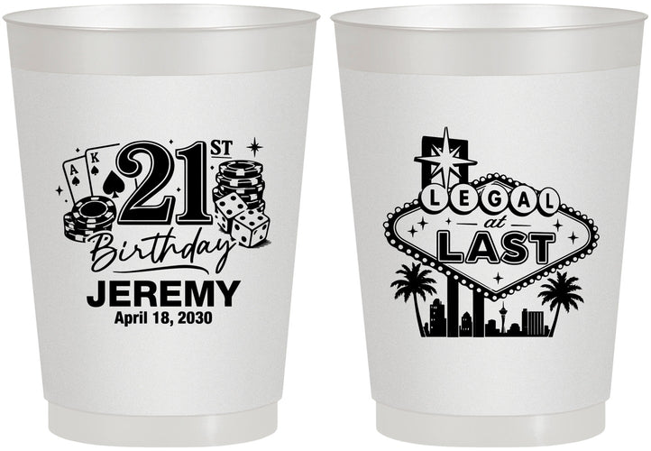 Personalized 21st Birthday 10 oz Frosted Cups - Legal At Last Vegas | 340003
