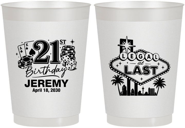 Personalized 21st Birthday 10 oz Frosted Cups - Legal At Last Vegas | 340003