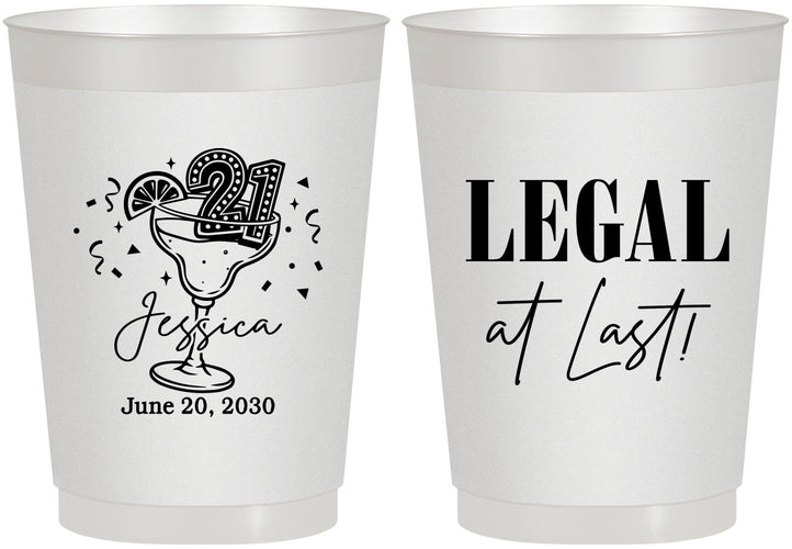 Personalized 21st Birthday 10 oz Frosted Cups - Legal At Last | 340005
