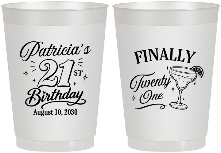 Personalized 21st Birthday 10 oz Frosted Cups - Finally Twenty One | 340008