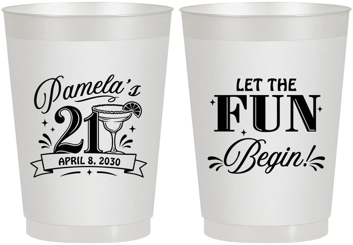 Personalized 21st Birthday 10 oz Frosted Cups - Let The Fun Begin | 340009