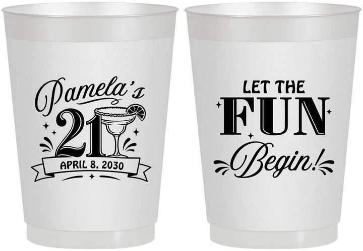 Personalized 21st Birthday 10 oz Frosted Cups - Let The Fun Begin | 340009