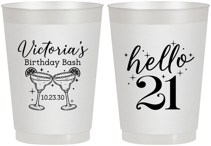 Personalized 21st Birthday 10 oz Frosted Cups - Hello Twenty One | 340011