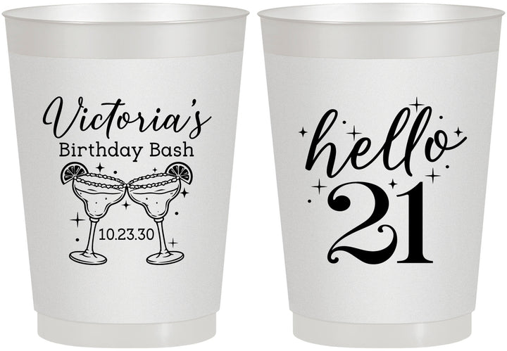Personalized 21st Birthday 10 oz Frosted Cups - Hello Twenty One | 340011