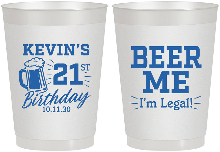 Personalized 21st Birthday 10 oz Frosted Cups - Beer Me I Am Legal | 340014