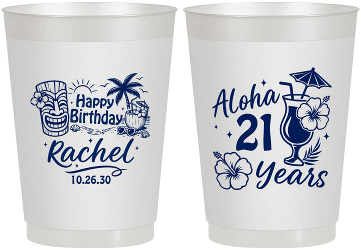 Personalized 21st Birthday 10 oz Frosted Cups - Aloha Hawaii | 340016