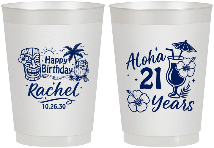 Personalized 21st Birthday 10 oz Frosted Cups - Aloha Hawaii | 340016