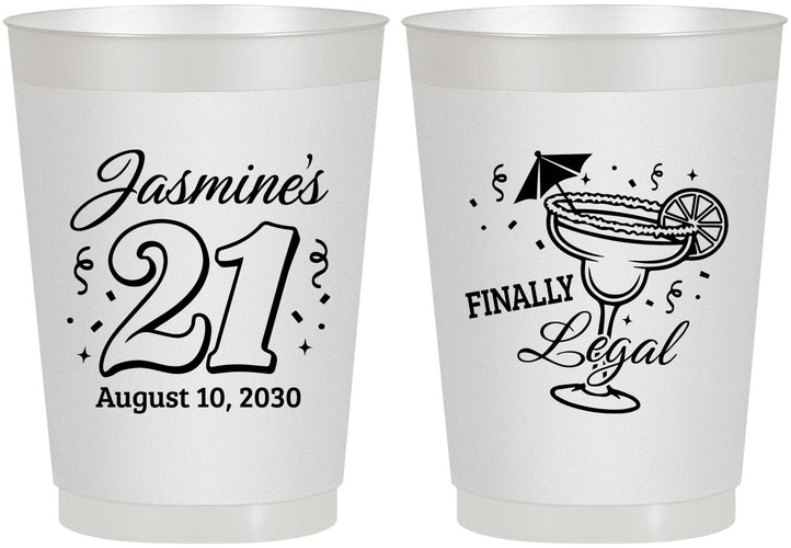 Personalized 21st Birthday 10 oz Frosted Cups - Finally Legal | 340018