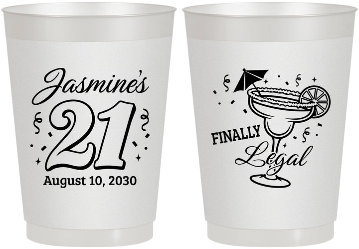 Personalized 21st Birthday 10 oz Frosted Cups - Finally Legal | 340018