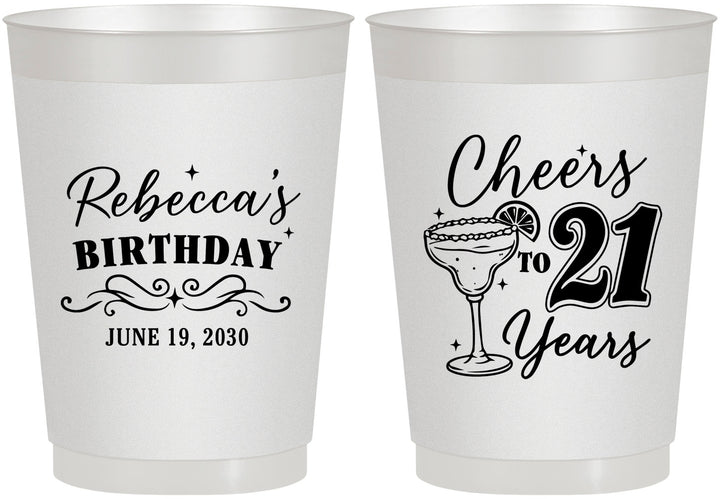Personalized 21st Birthday 10 oz Frosted Cups - Cheers To Twenty One Years | 340019