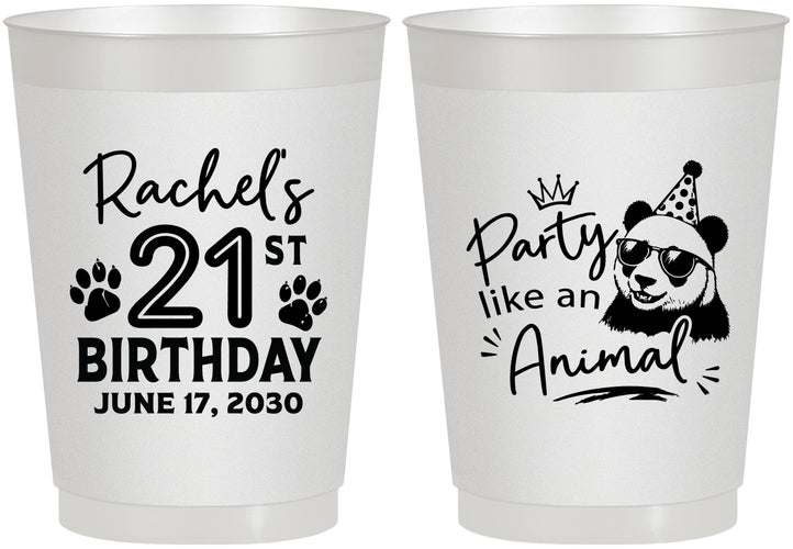 Personalized 21st Birthday 10 oz Frosted Cups - Party Like An Animal Panda | 340021