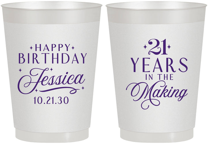 Personalized 21st Birthday 10 oz Frosted Cups - Twenty One Years In The Making | 340023
