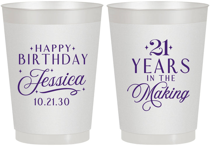 Personalized 21st Birthday 10 oz Frosted Cups - Twenty One Years In The Making | 340023