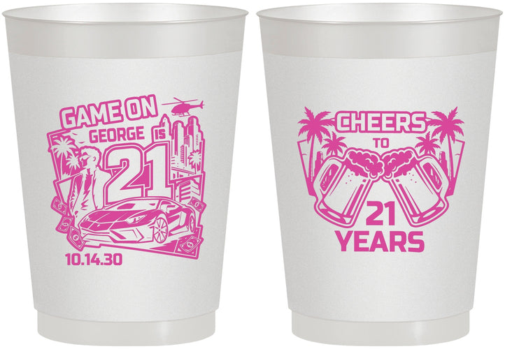 Personalized 21st Birthday 10 oz Frosted Cups - Video Game | 340024