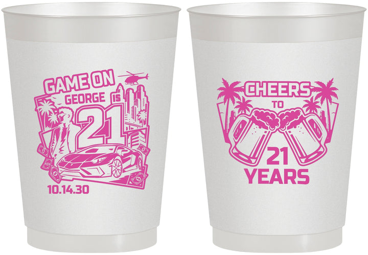 Personalized 21st Birthday 10 oz Frosted Cups - Video Game | 340024
