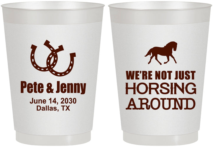 Personalized Wedding 10 oz Frosted Cups - Horseshoe | 341