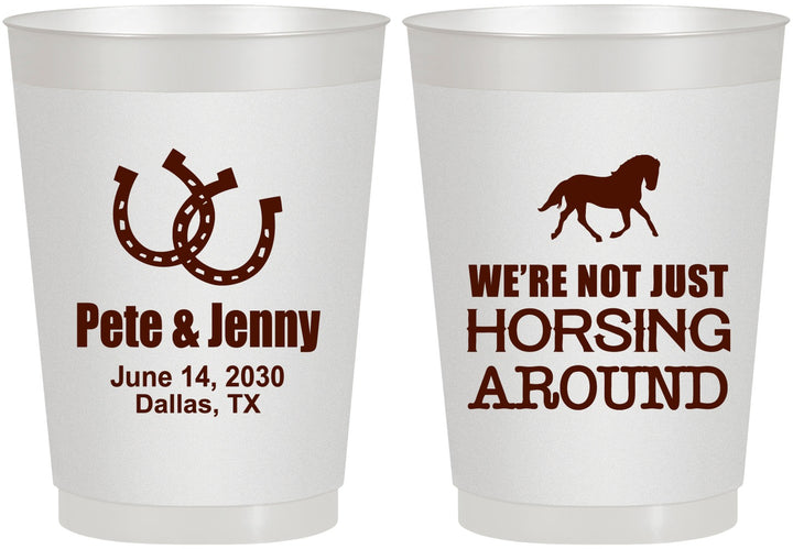 Personalized Wedding 10 oz Frosted Cups - Horseshoe | 341