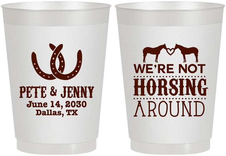 Personalized Wedding 10 oz Frosted Cups - Horseshoe | 342