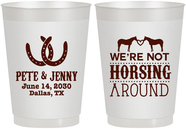 Personalized Wedding 10 oz Frosted Cups - Horseshoe | 342