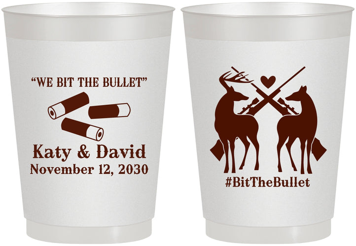 Personalized Wedding 10 oz Frosted Cups - We Bit The Bullet | 343