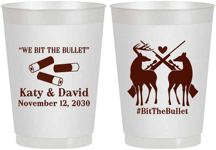 Personalized Wedding 10 oz Frosted Cups - We Bit The Bullet | 343