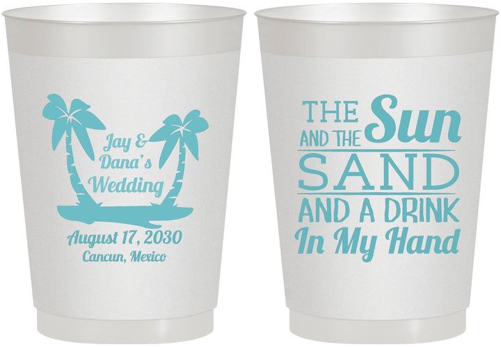Personalized Wedding 10 oz Frosted Cups - Beach | 350