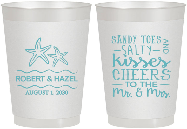 Personalized Wedding 10 oz Frosted Cups - Sandy Feet Salty Kisses | 356