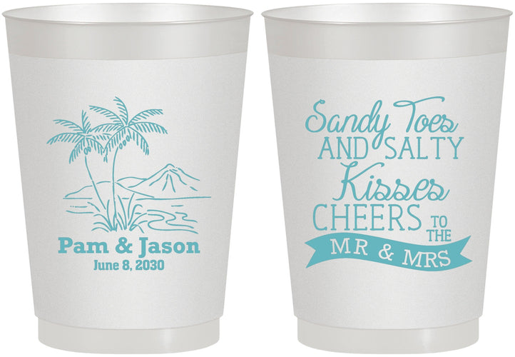 Personalized Wedding 10 oz Frosted Cups - Beach | 358