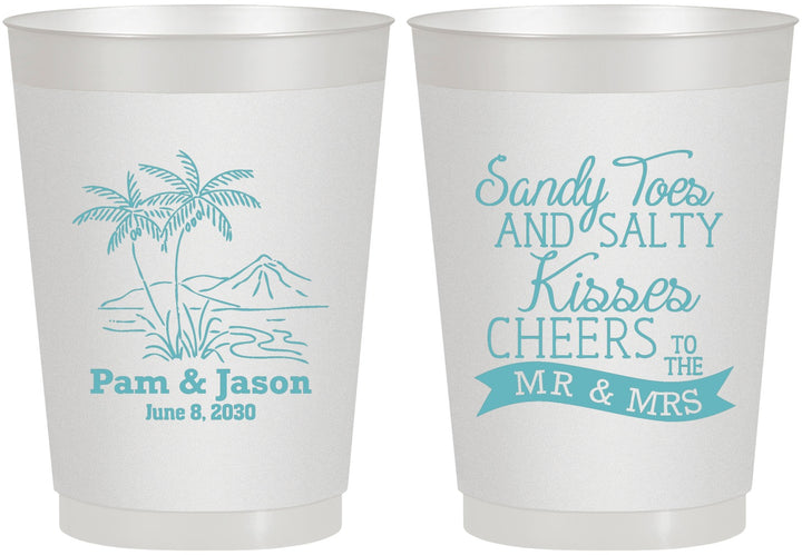 Personalized Wedding 10 oz Frosted Cups - Beach | 358