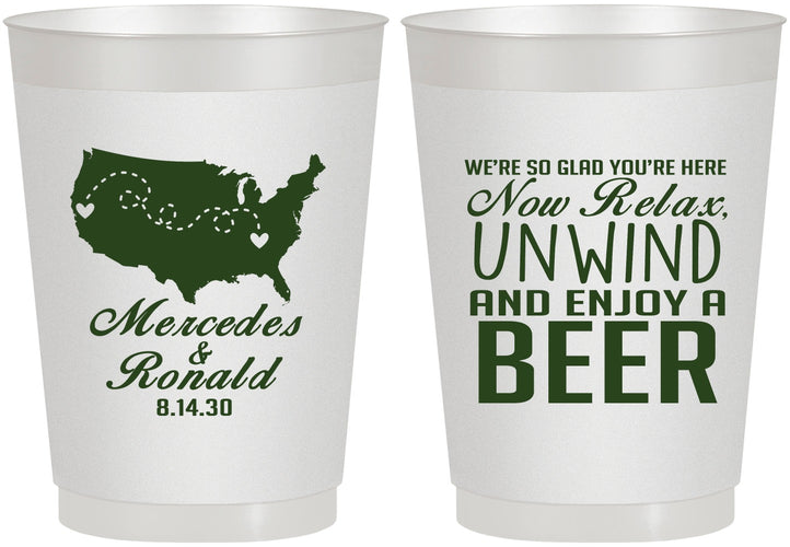 Personalized Wedding 10 oz Frosted Cups - Relax Unwind Enjoy Beer | 360