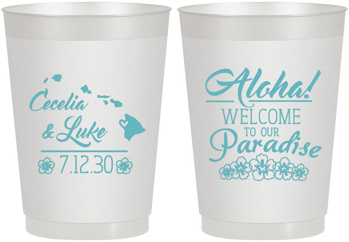 Personalized Wedding 10 oz Frosted Cups - Hawaii | 365