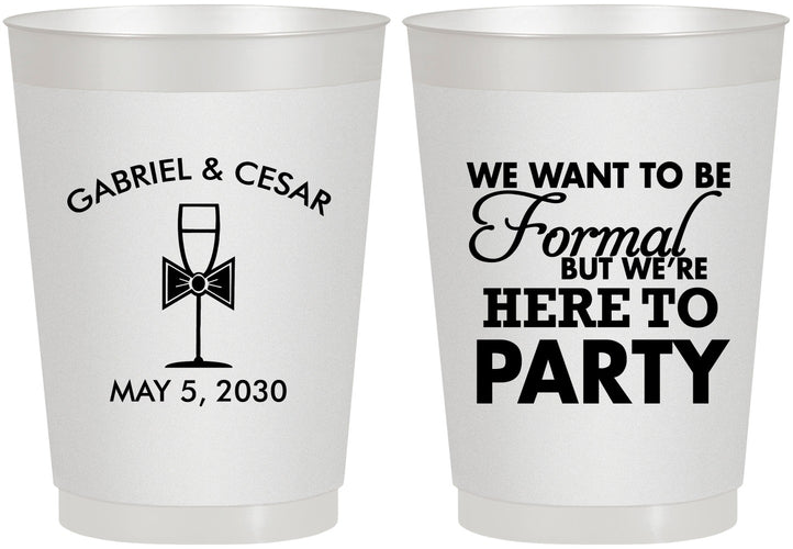 Personalized Wedding 10 oz Frosted Cups - Formal Here To Party | 366