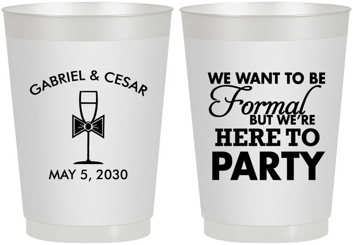 Personalized Wedding 10 oz Frosted Cups - Formal Here To Party | 366
