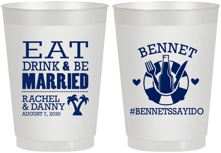 Personalized Wedding 10 oz Frosted Cups - Eat Drink Be Married | 367