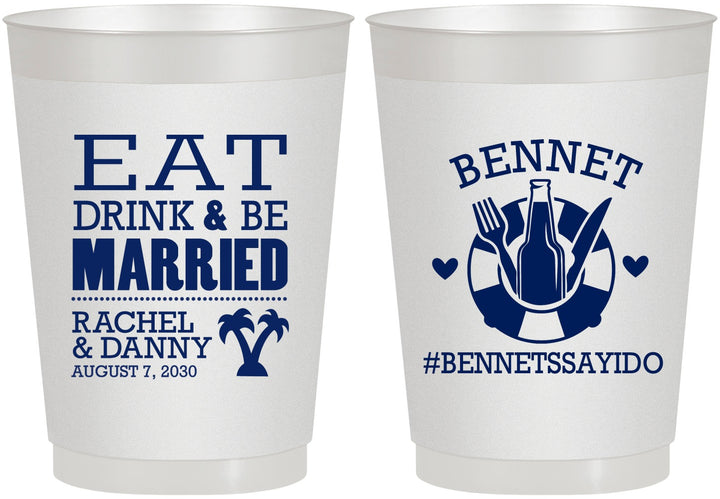Personalized Wedding 10 oz Frosted Cups - Eat Drink Be Married | 367
