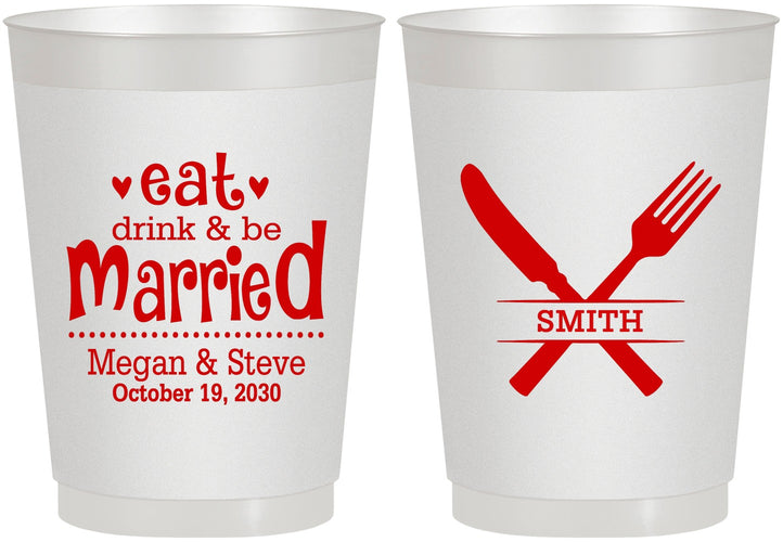 Personalized Wedding 10 oz Frosted Cups - Eat Drink Be Married | 368