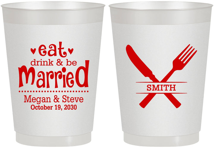 Personalized Wedding 10 oz Frosted Cups - Eat Drink Be Married | 368