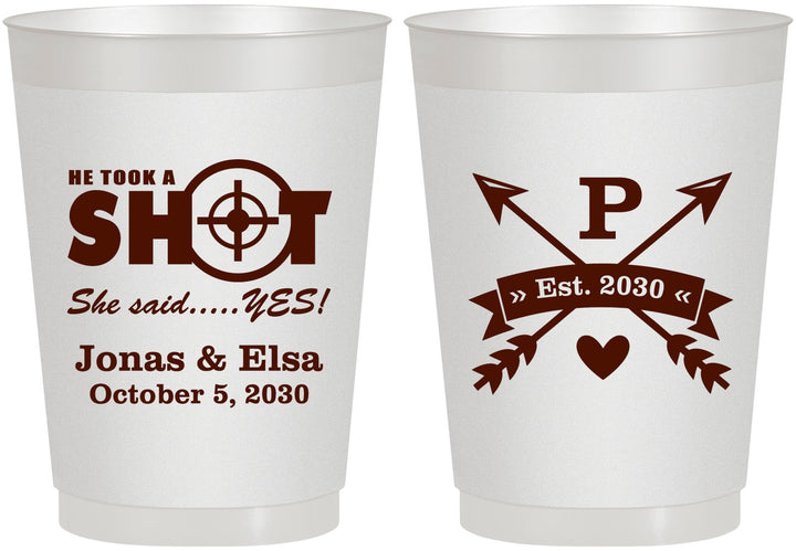 Personalized Wedding 10 oz Frosted Cups - Take A Shot She Said Yes | 370