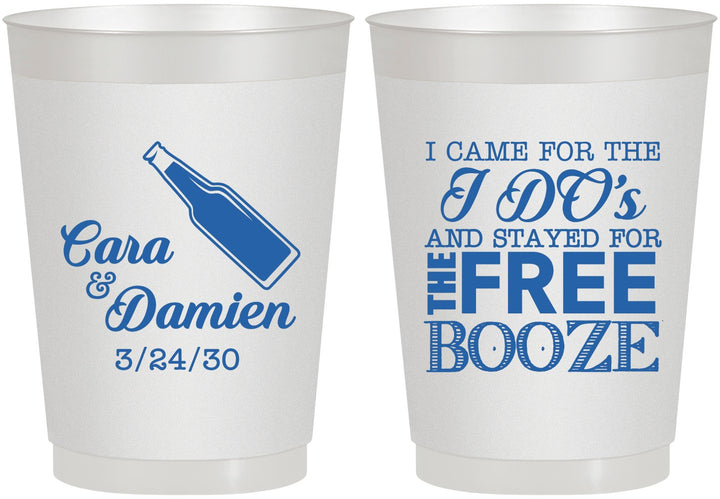 Personalized Wedding 10 oz Frosted Cups - I Do Free Booze | 371